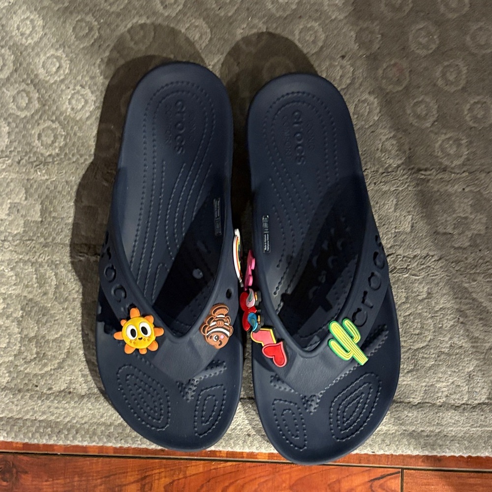 CROCS Navy Sandals with Fun Charms